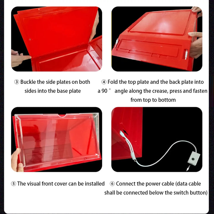 Transparent Luminous Shoe Box with LED Light Sound Control Thickened Plastic Dustproof Shoe Storage Box Organizer