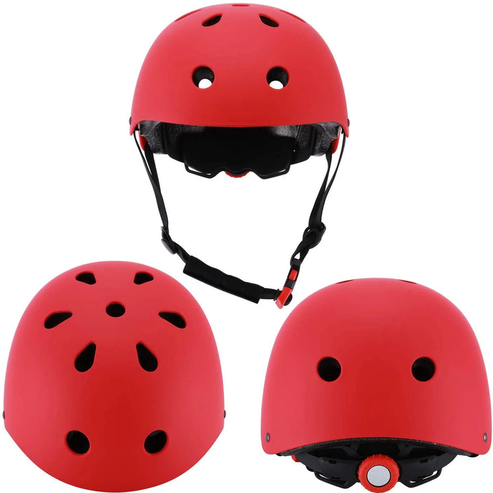 Kids Bike Helmet, Toddler Helmet for Ages 3-10 Boys Girls with Sports Protective Gear Set Knee Elbow Wrist Pads for Skateboard Cycling Scooter Rollerblading - Red