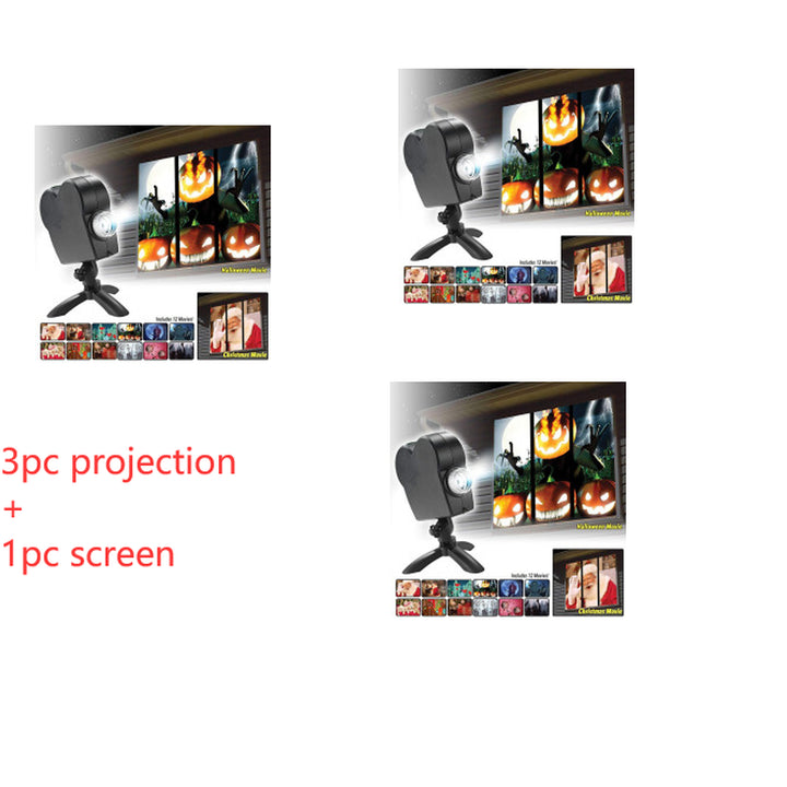 Halloween Christmas Laser Projector 12 Movies Disco Light Mini Window Home Theater Projector Indoor Outdoor Projector