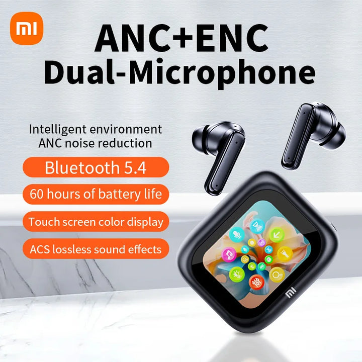 XIAOMI-E18 ANC Earbuds sem fio com microfone, fones de ouvido touch screen, enc, redução de ruído, headset esportivo, bluetooth 5.4, novo, completo