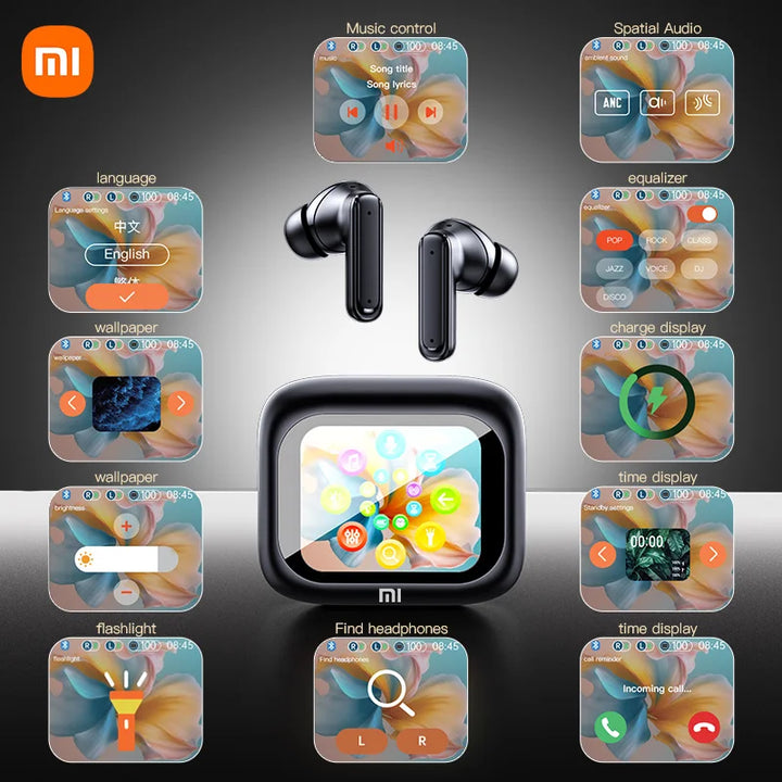 XIAOMI-E18 ANC Earbuds sem fio com microfone, fones de ouvido touch screen, enc, redução de ruído, headset esportivo, bluetooth 5.4, novo, completo