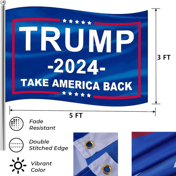 MAGA Hat Trump 2024 Hat Set, Donald Trump 45-47 Make America Great Again MAGA Hat, Take America Back Flag and 5Pcs Trump Stickers, Camo Embroidered Adjustable Baseball Cap